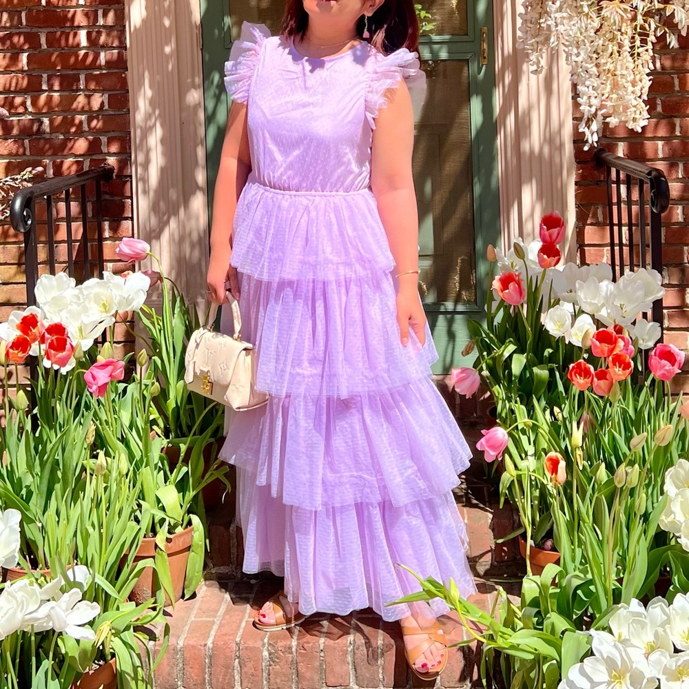 Gorgeous Lavender Tiered Tulle Dress Size M - Picture 9 of 10